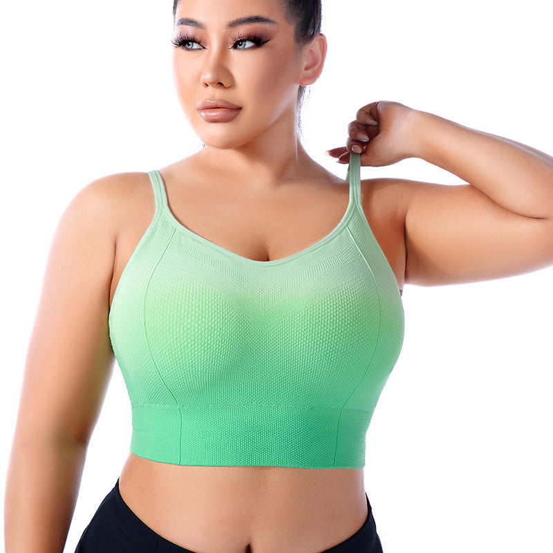 Plus Size Gradient Color Yoga Push Up Sports Bra