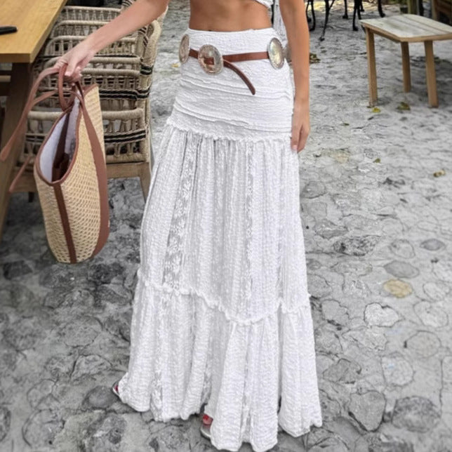 White Lace Casual A line Skirt  Shop One Place