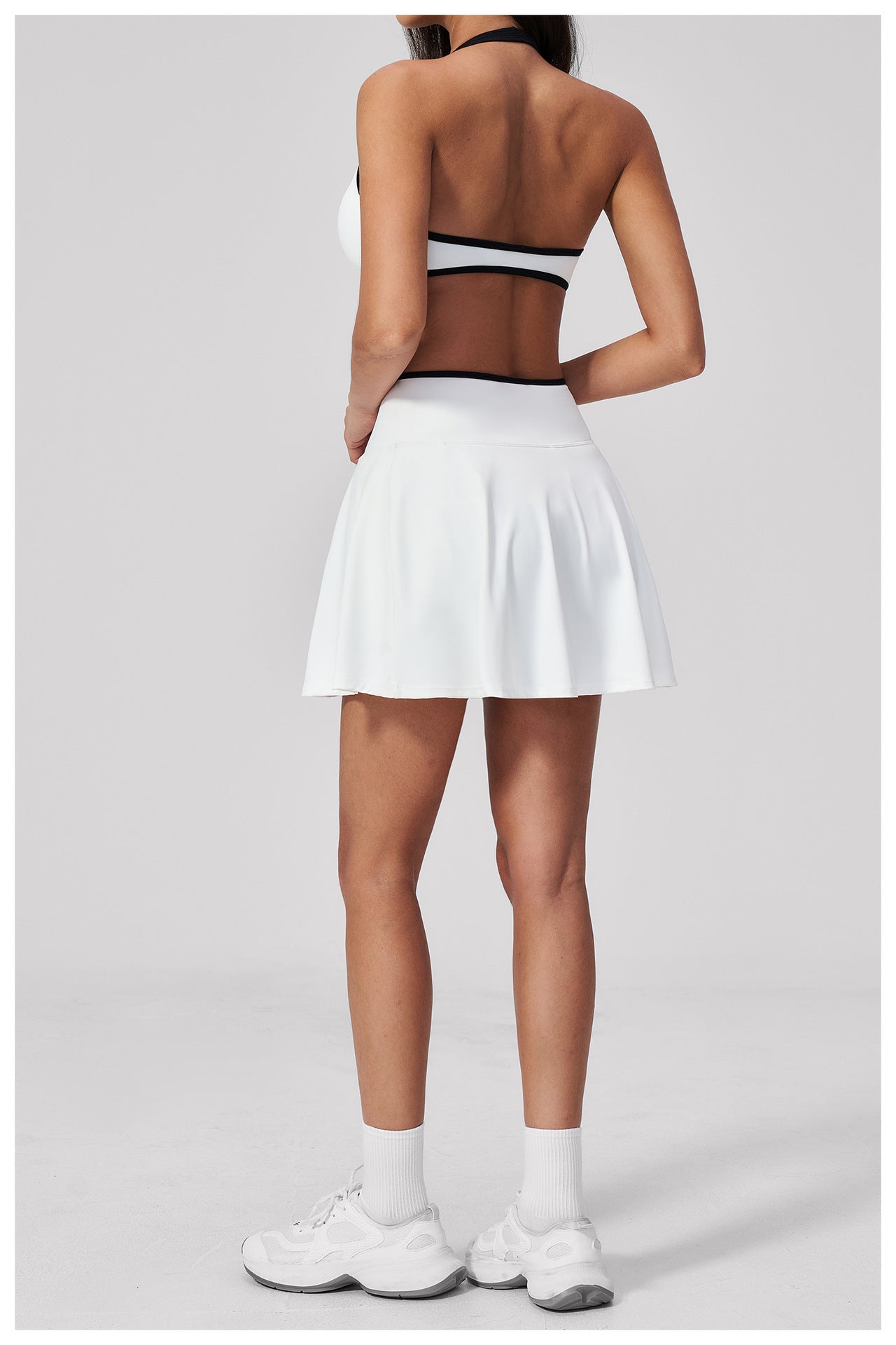 Summer Outdoor Breathable Sports Tennis Skirt Contrast Color Anti Exposure High Waist Workout A line Yoga Set  Shop One Place