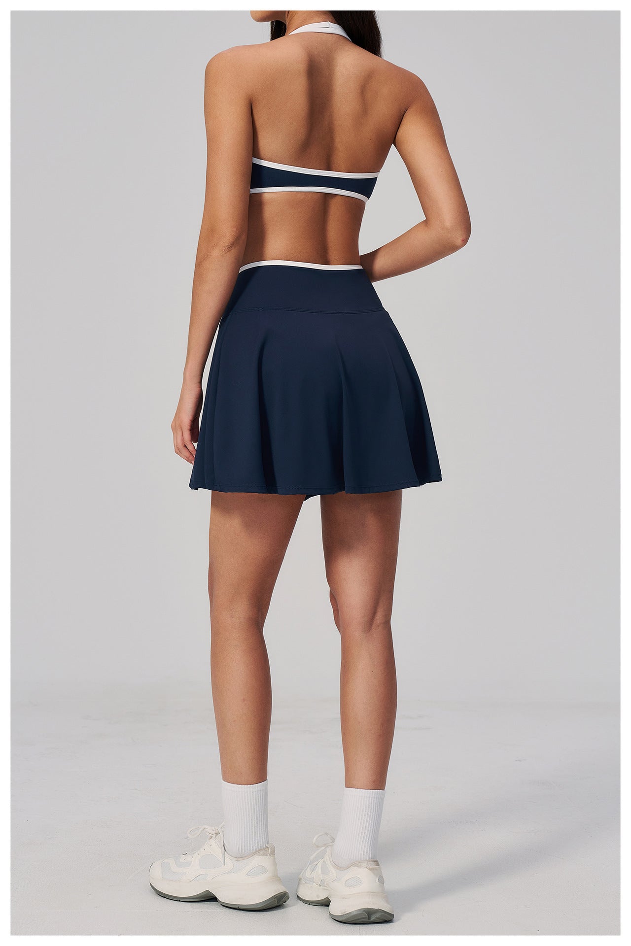 Summer Outdoor Breathable Sports Tennis Skirt Contrast Color Anti Exposure High Waist Workout A line Yoga Set  Shop One Place