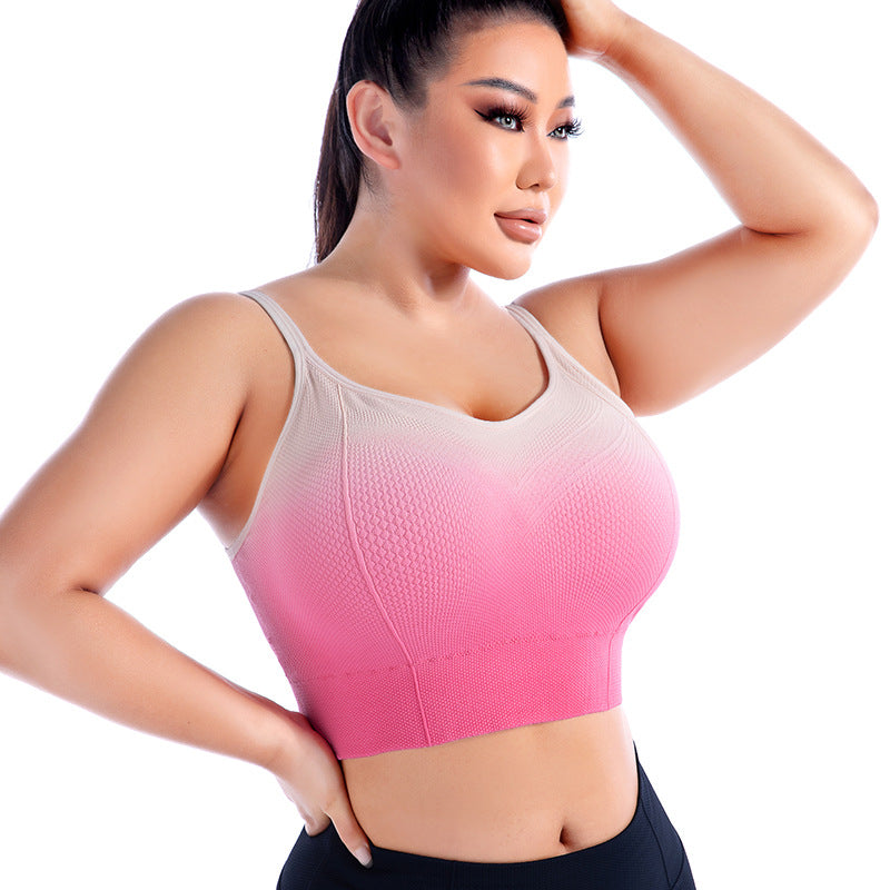 Plus Size Gradient Color Yoga Push Up Sports Bra