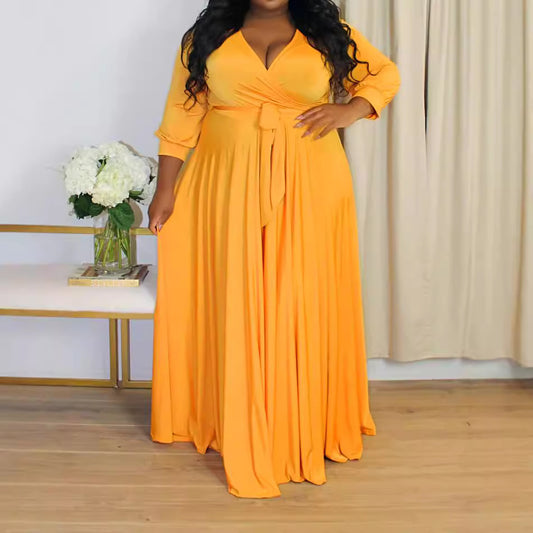 Plus Size Elegant Comfortable High Cost Performance V neck Dress