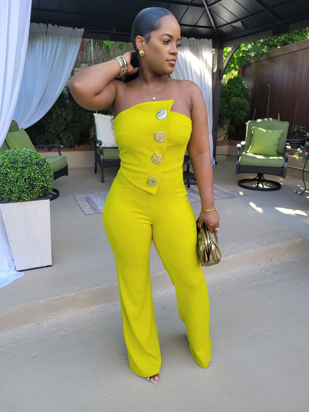 Sleeveless Tube Top Sheath Stretchy Wide Leg Jumpsuit