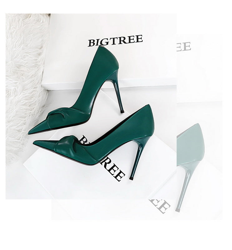 Pointed Toe High Heels Bowknot Stilettos