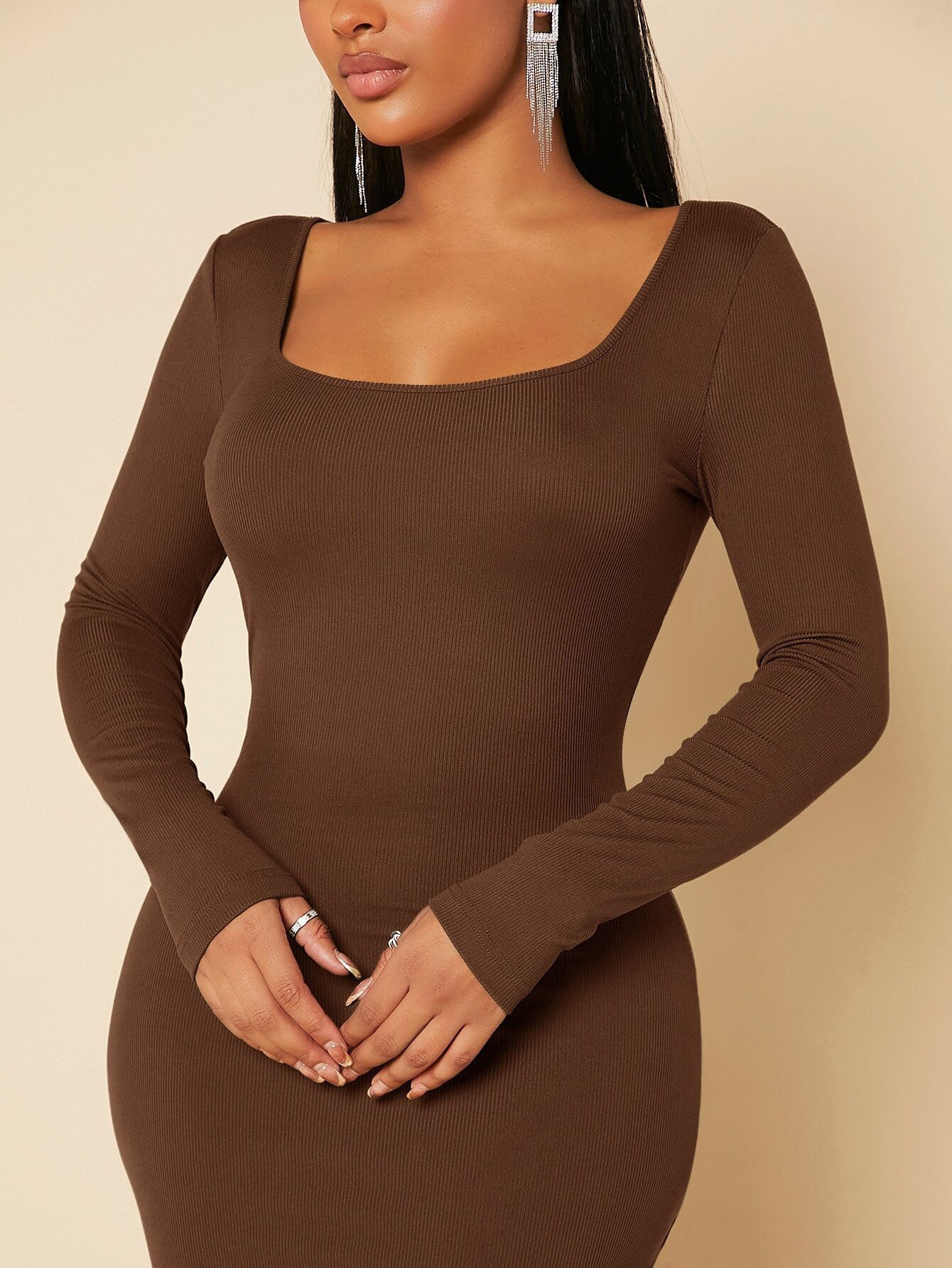 Plus Size Simplicity Elegant Graceful Slim Mid Length Dress