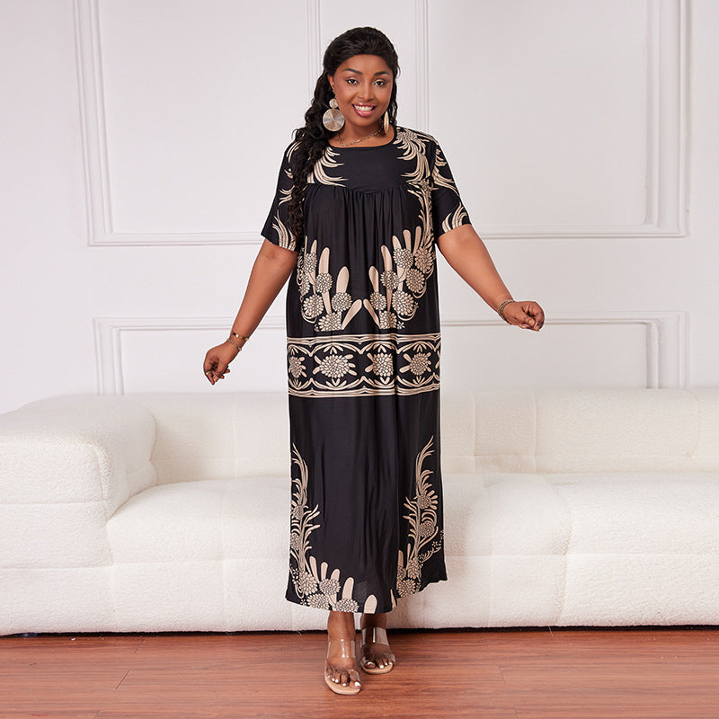 Plus Size Ice Silk Maxi Dress