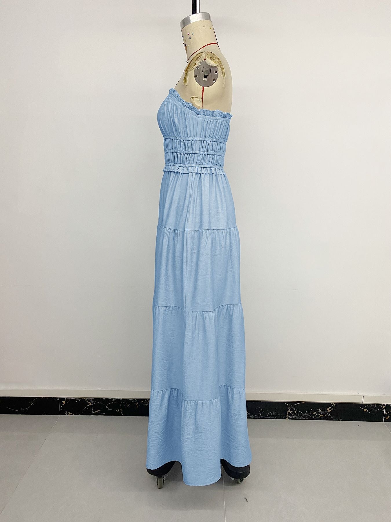 Women Clothing Tube Top Long Dress Summer Elegant off the Shoulder Ruffled Backless Dress  Shop One Place