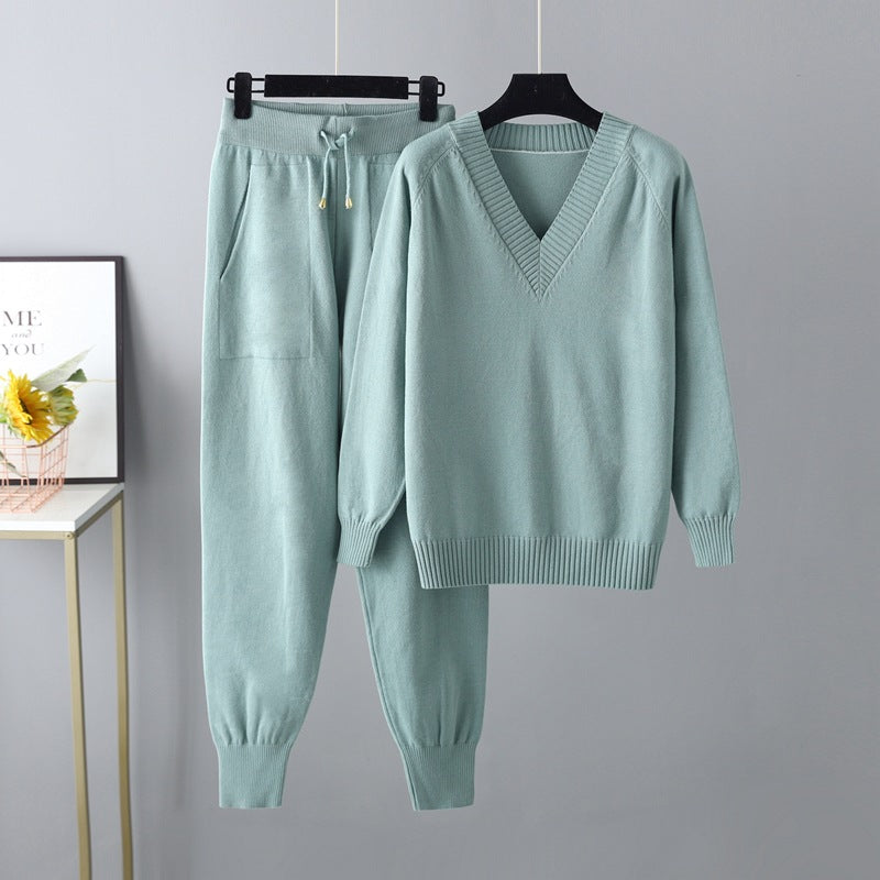 Women's V-Neck Knit Pullover & Harem Pants Set – view 13