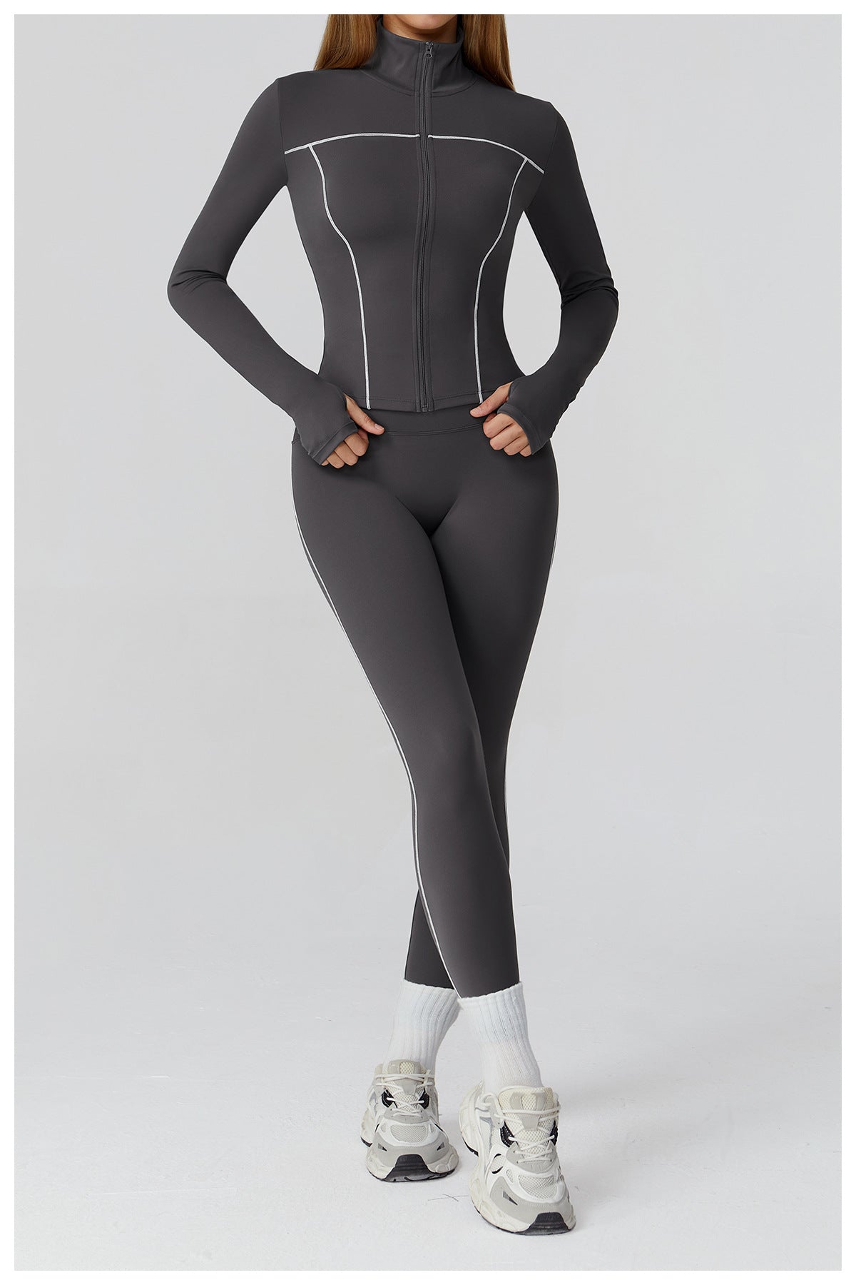 Contrast Color Windproof Yoga Jacket