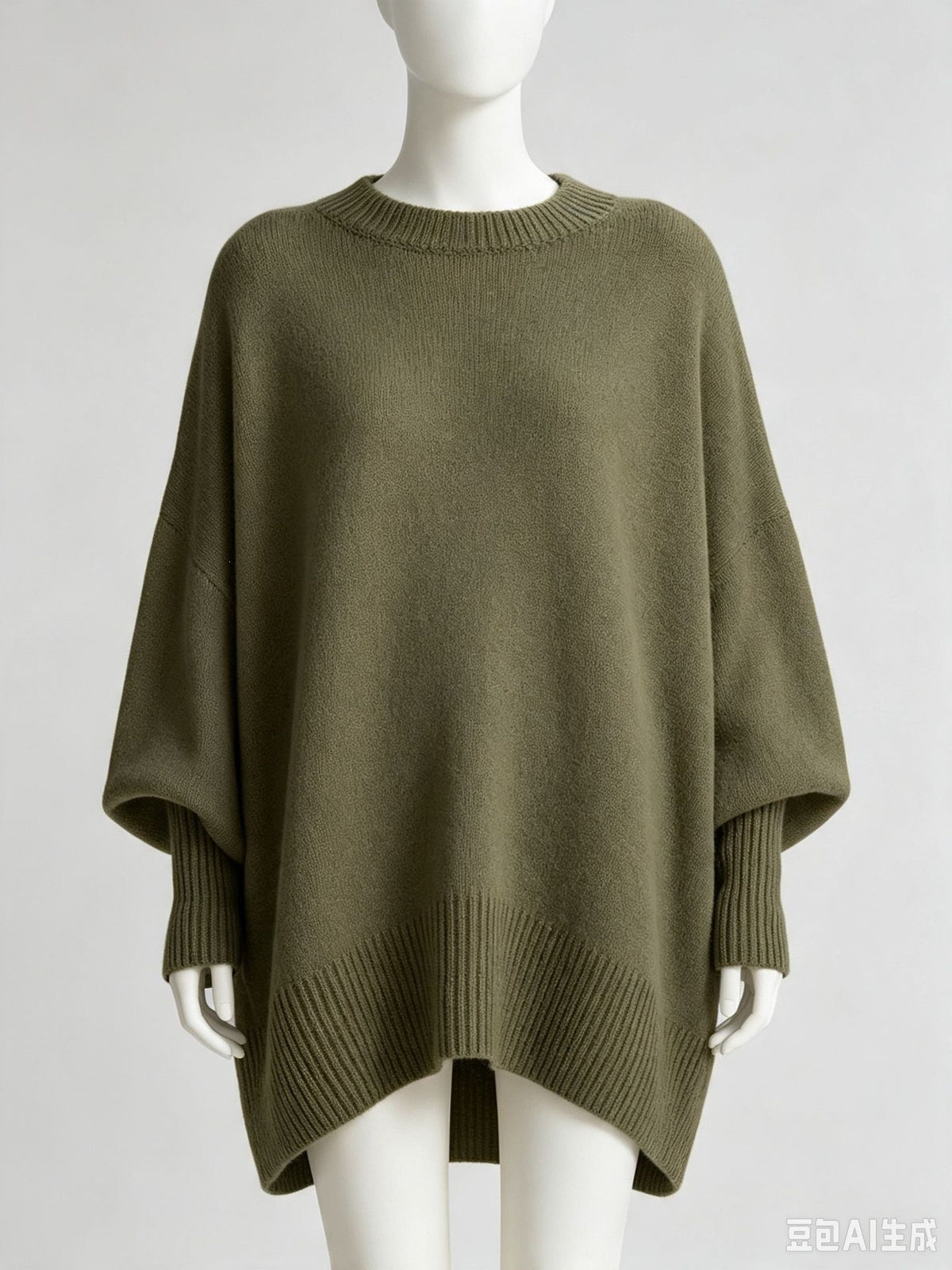 Women's Oversized Crew Neck Wool Blend Sweater – view 9