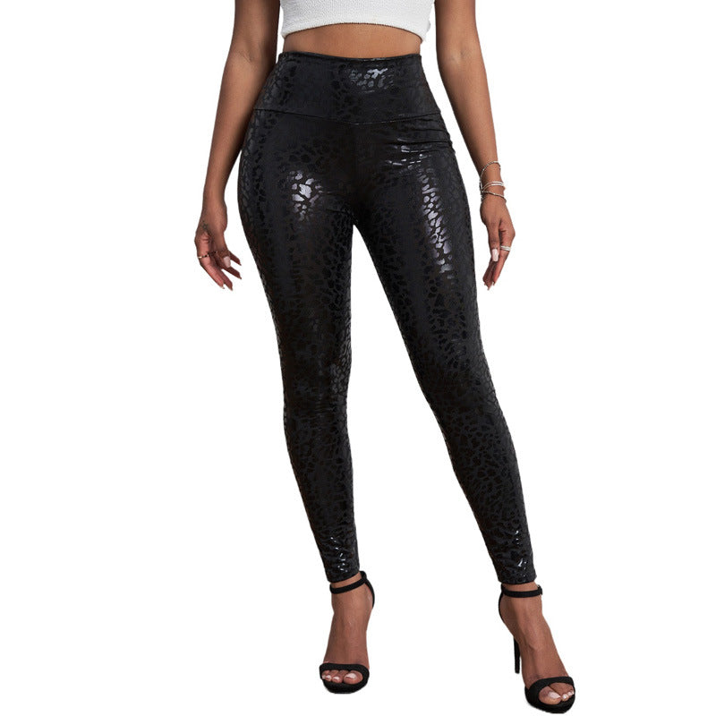 Animal Print Tight Skinny Faux Leather Leggings