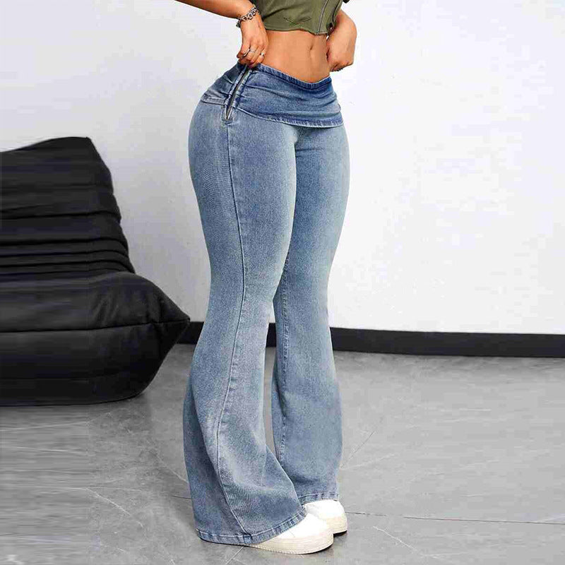 Sexy Peach Hip Jeans Tight Stretch Trousers Slimming Hip High Waist Bootcut Pants  Shop One Place