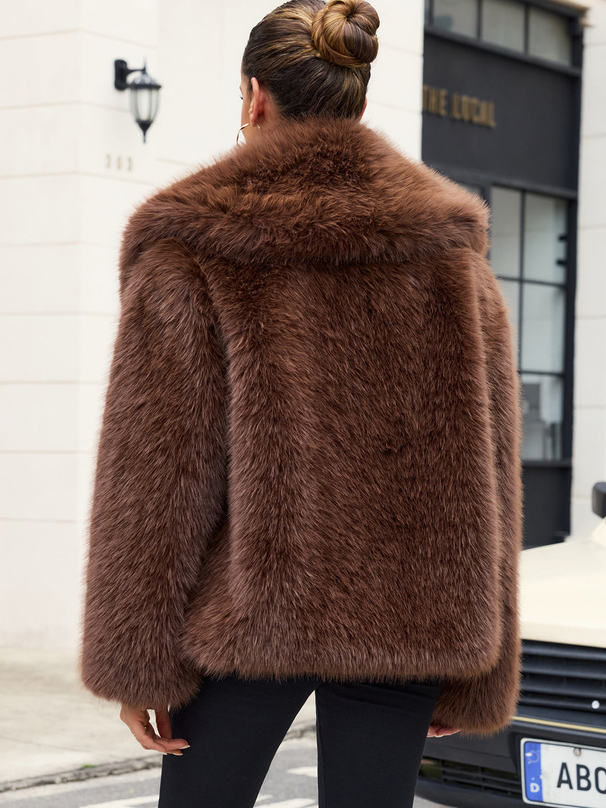 Women's Faux Fur Jacket with Rope Knot Detail – view 4