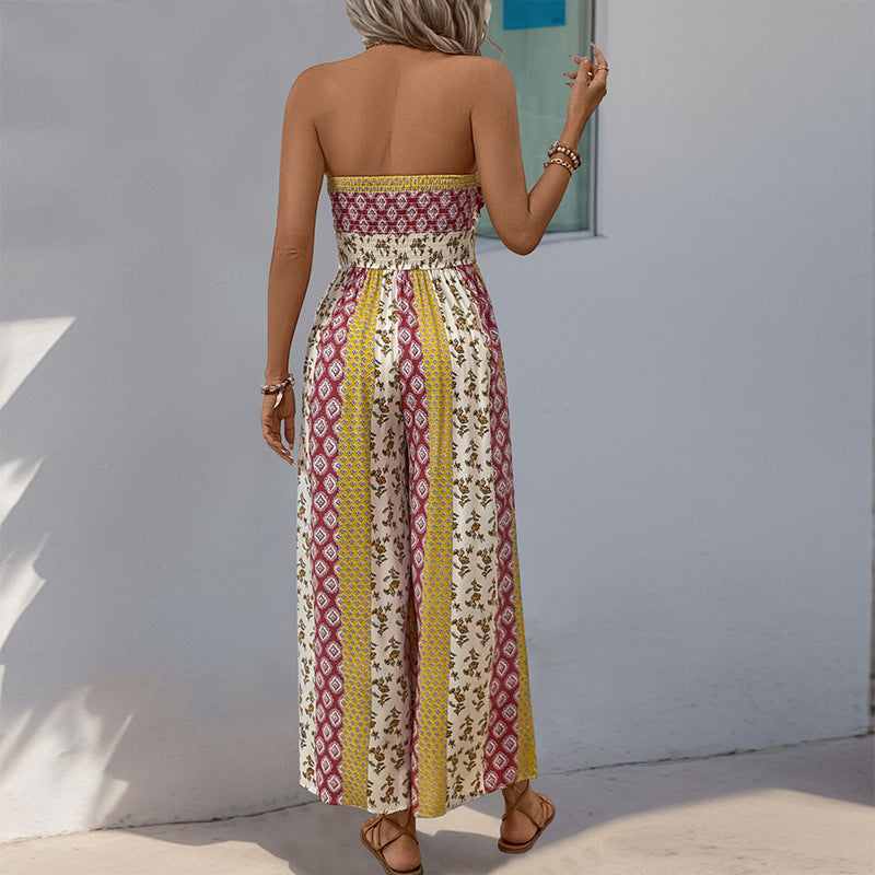 Summer Ethnic Print Jumpsuit – Sleeveless Wide Leg Tub Top One-Piece  Shop One Place
