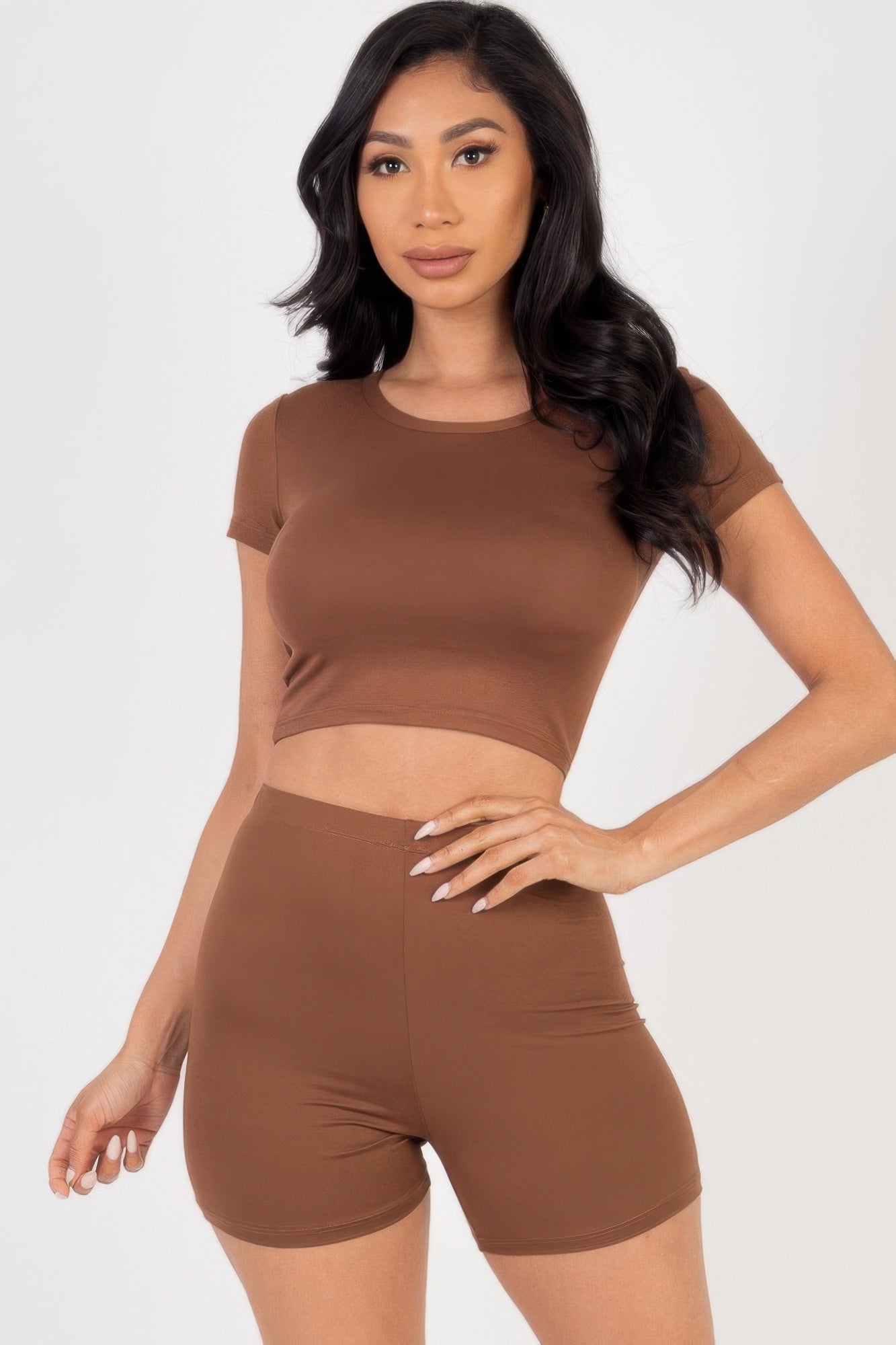 Short Sleeve Crop Top & Shorts Set  Shop One Place