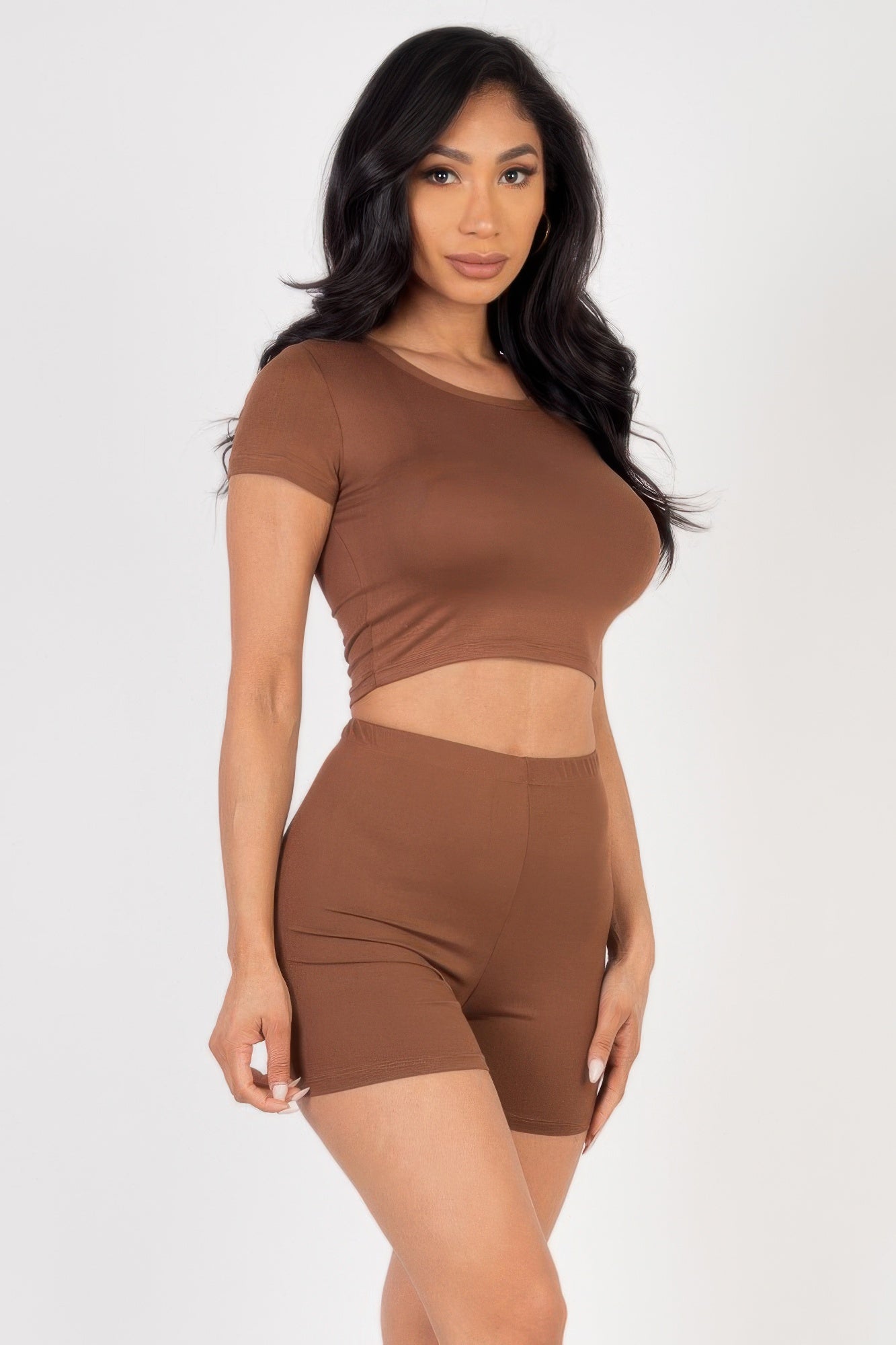 Short Sleeve Crop Top & Shorts Set  Shop One Place