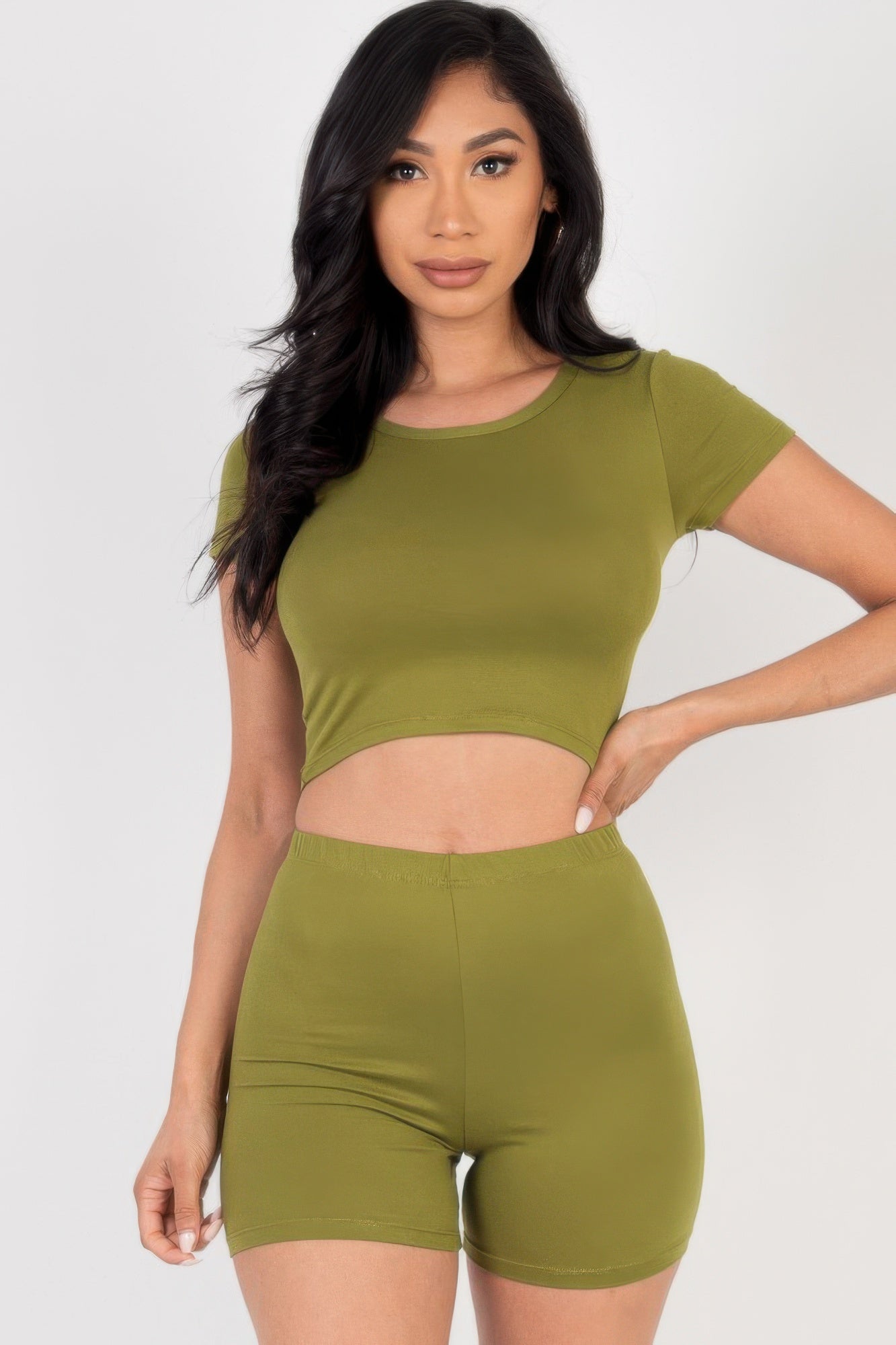 Short Sleeve Crop Top & Shorts Set  Shop One Place