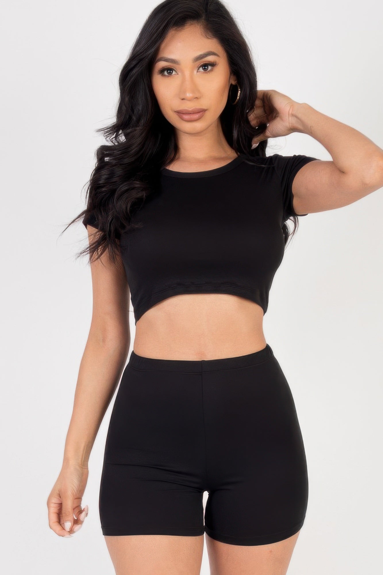 Short Sleeve Crop Top & Shorts Set  Shop One Place