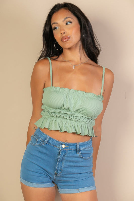 Women's Tiered Shirred Crop Top – Trendy & Chic Summer Top | ShopOnePlace  Shop One Place