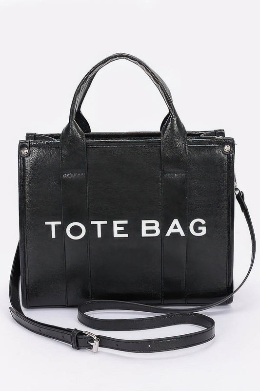 Metallic Faux Leather Tote Bag  Shop One Place