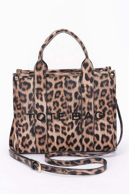 Leopard Faux Leather Tote Bag  Shop One Place