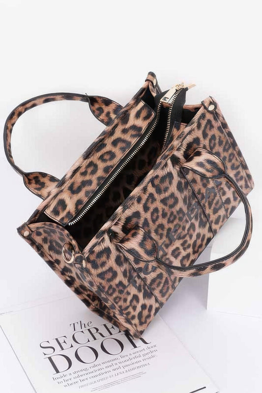 Leopard Faux Leather Tote Bag  Shop One Place