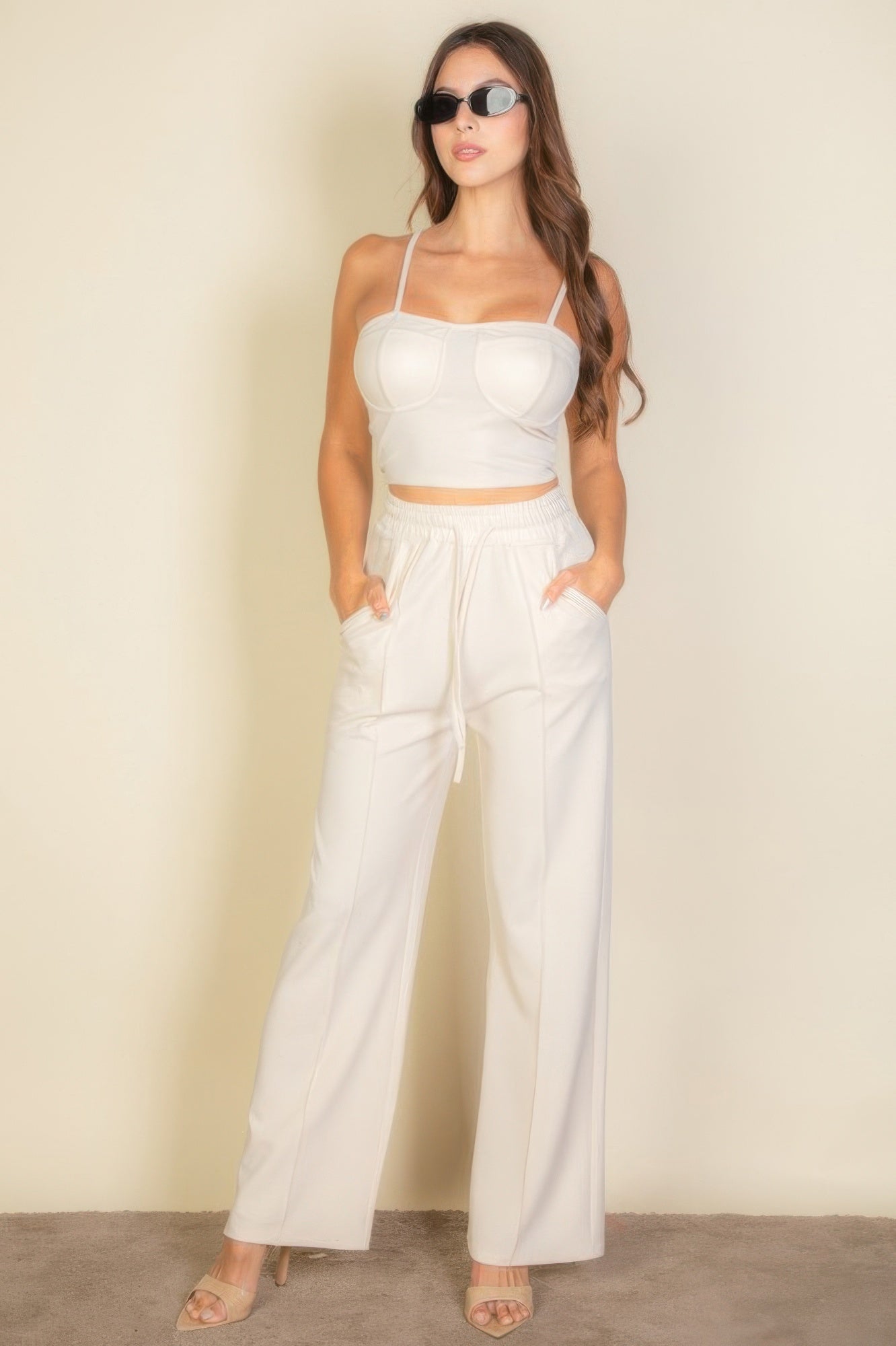 Bustier Crop Cami Top & Slant Pocket Straight Pants  Shop One Place