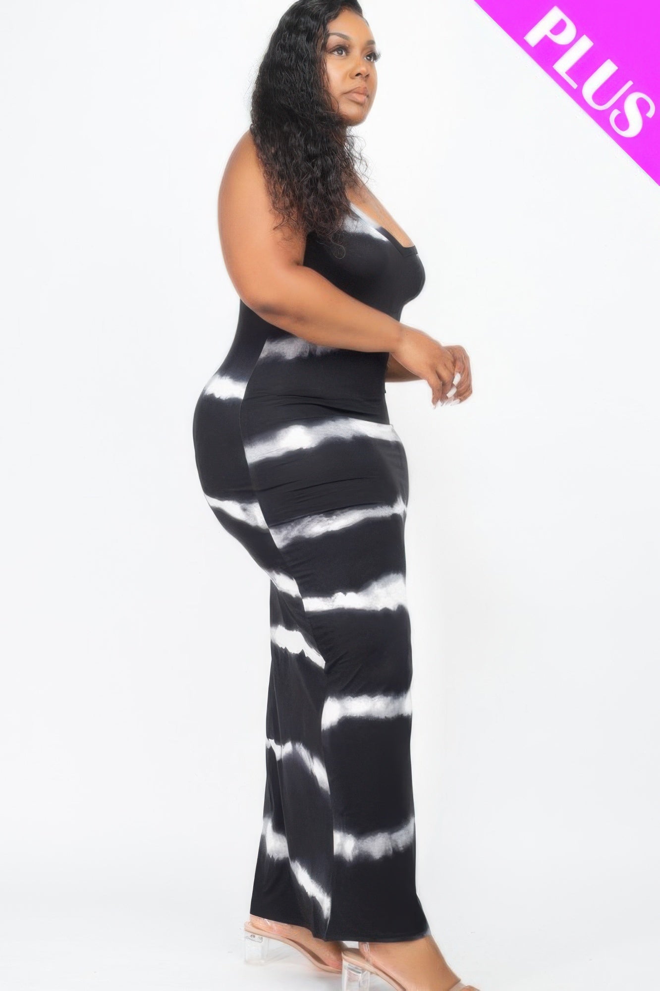 Plus Size Stripe Tie-dye Printed Maxi Dress  Shop One Place
