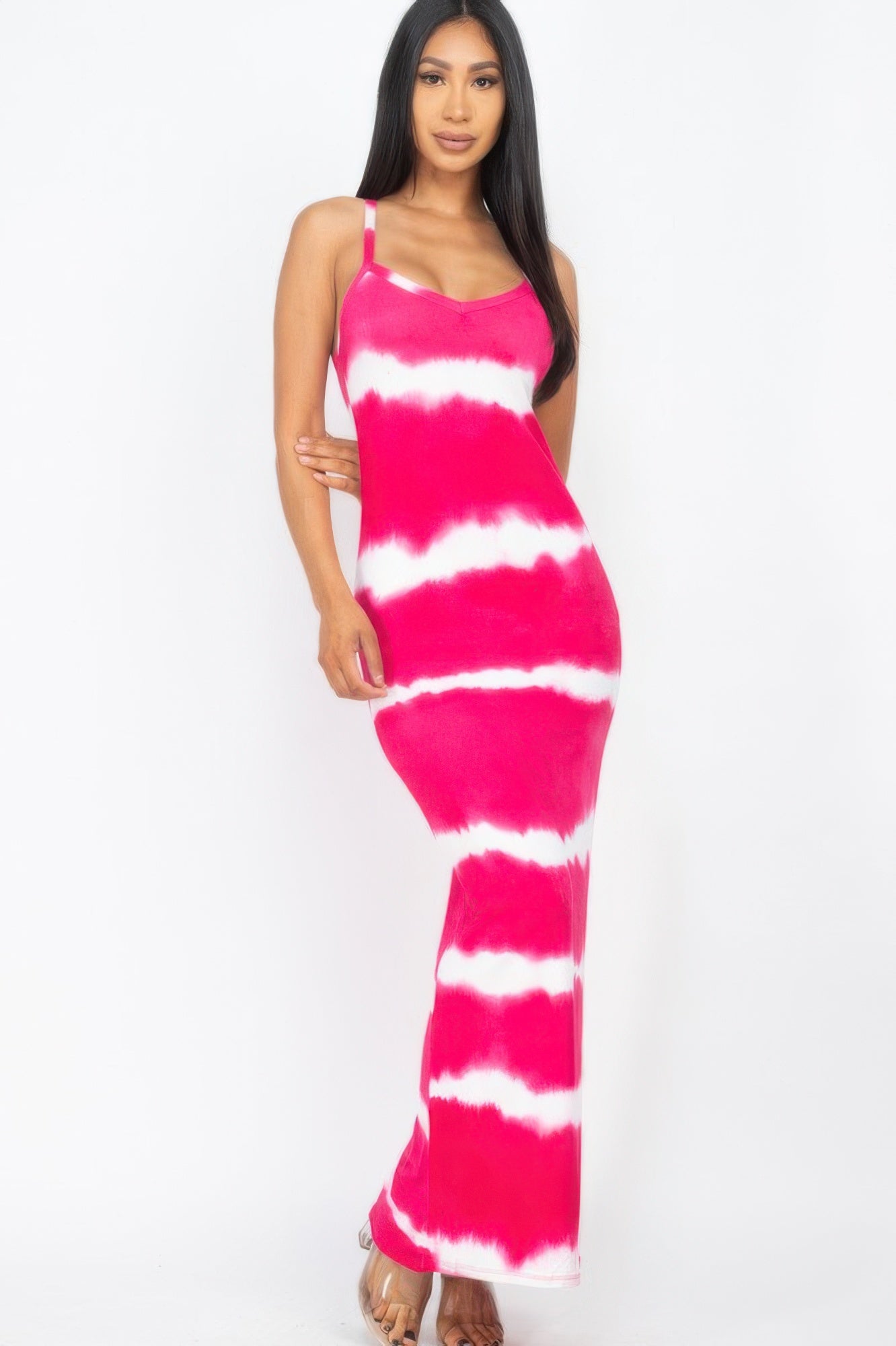 Stripe Tie-dye Printed Maxi Dress  Shop One Place