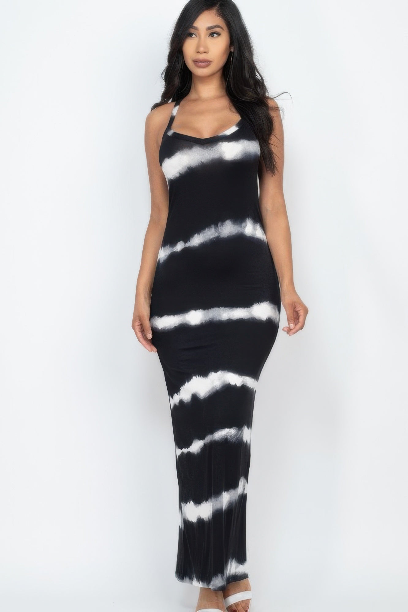 Stripe Tie-dye Printed Maxi Dress  Shop One Place