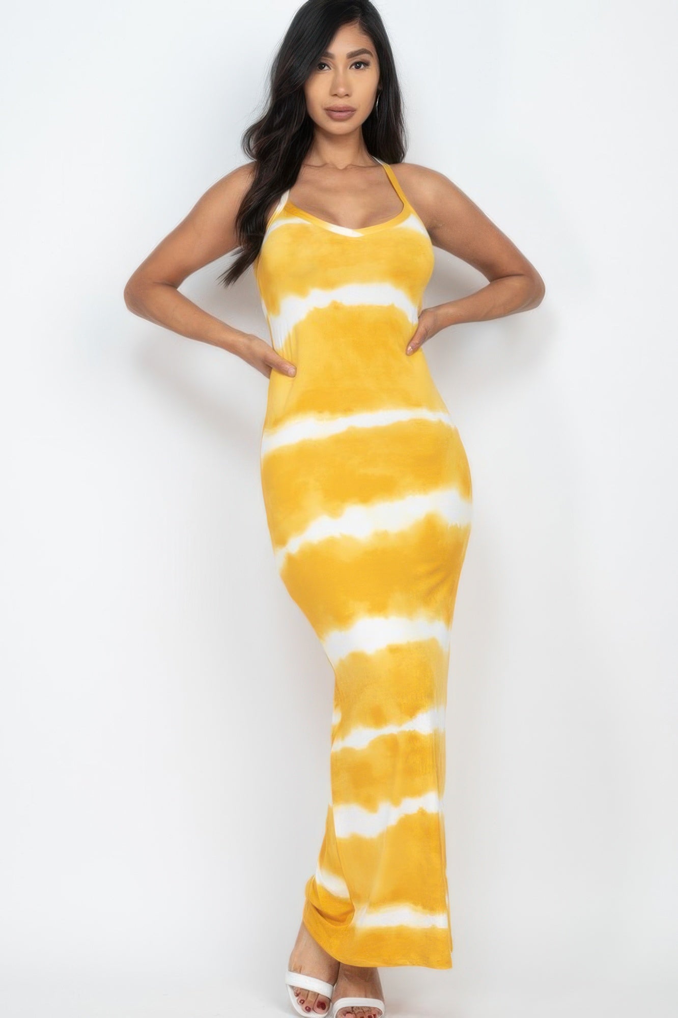 Stripe Tie-dye Printed Maxi Dress  Shop One Place