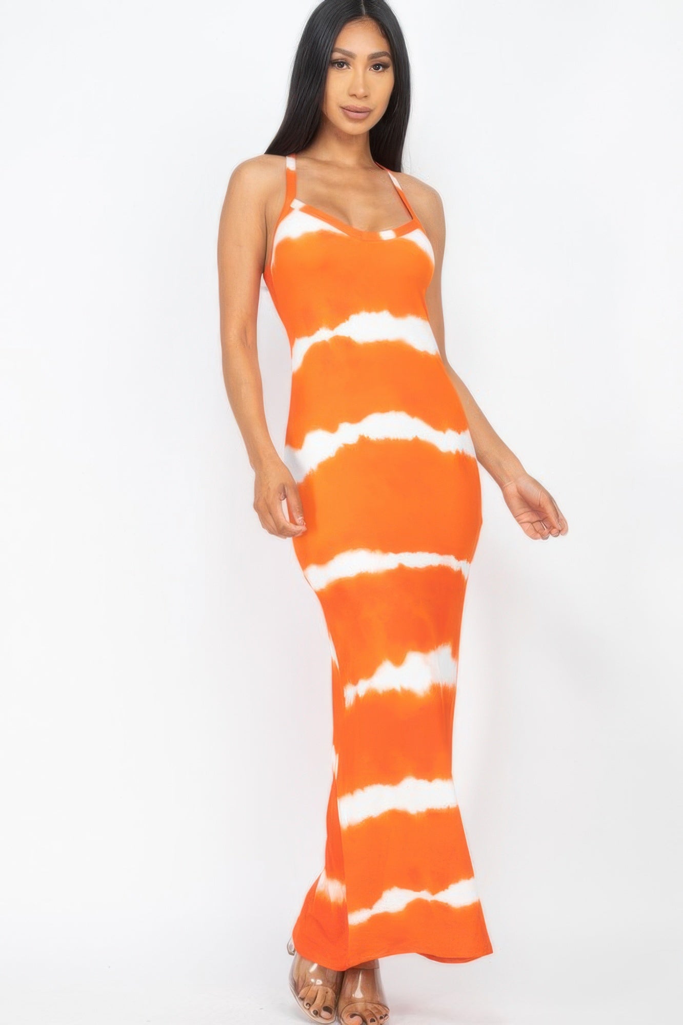 Stripe Tie-dye Printed Maxi Dress  Shop One Place