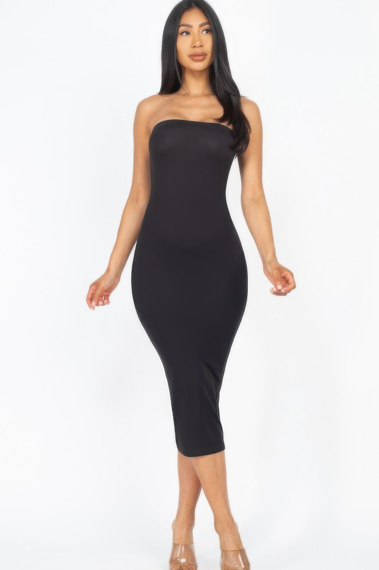 Strapless Tube Bodycon Midi Dress  Shop One Place
