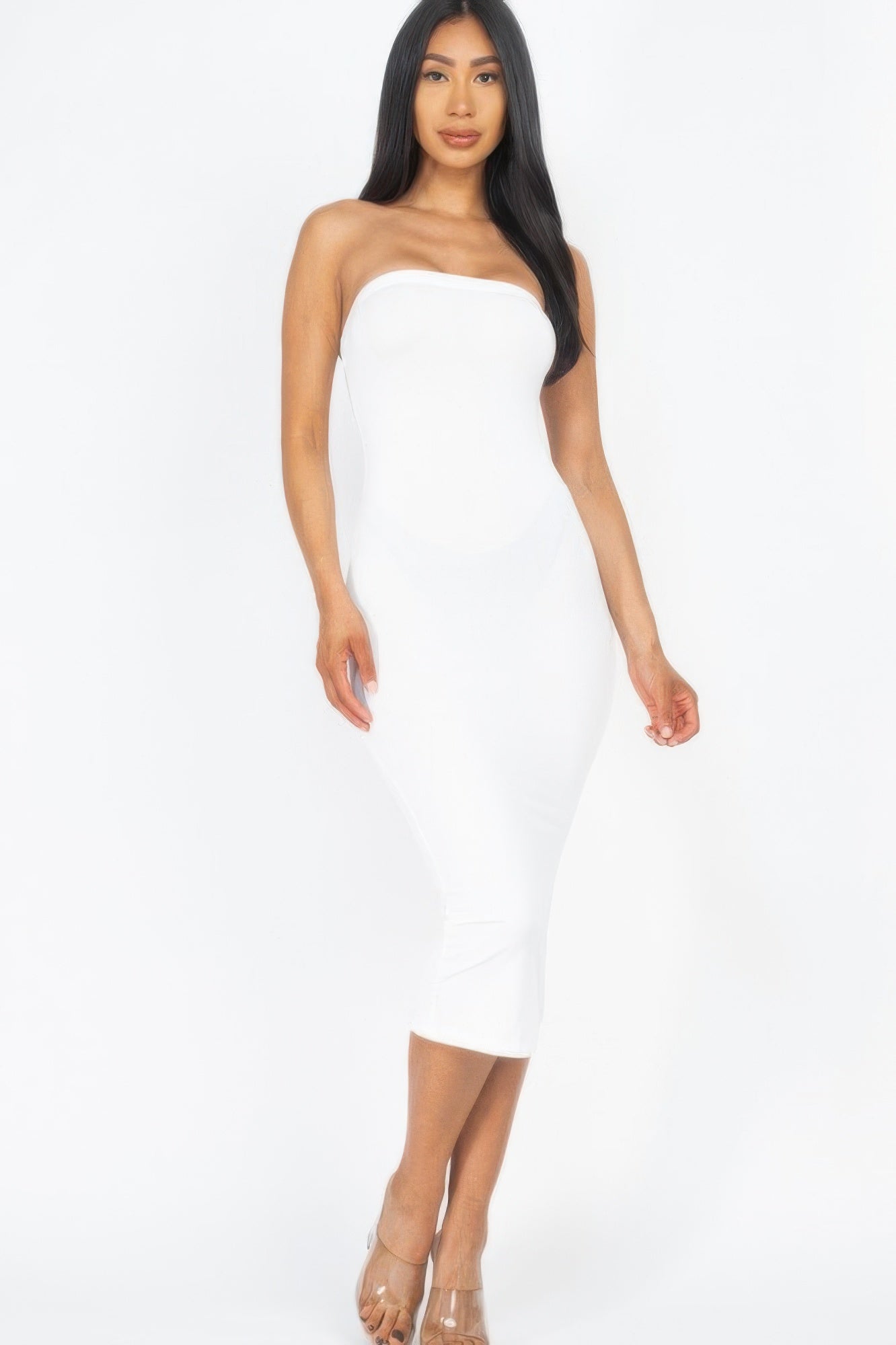Strapless Tube Bodycon Midi Dress  Shop One Place