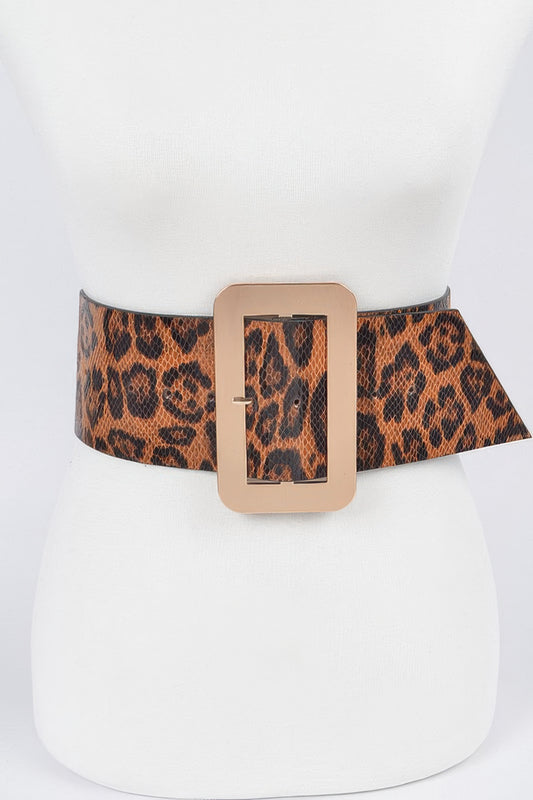 Simple Buckle Faux Leo Plus Size Belt  Shop One Place