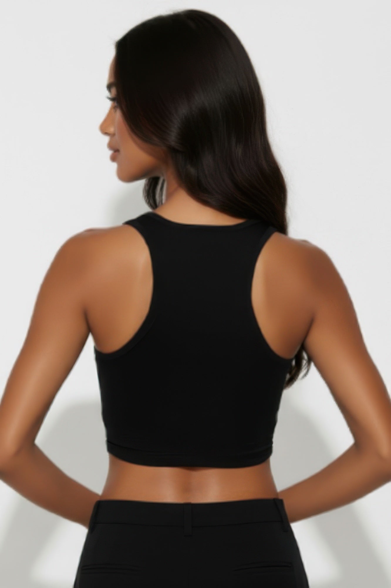 Sheer Mesh Panel Crop Tank Top  Shop One Place