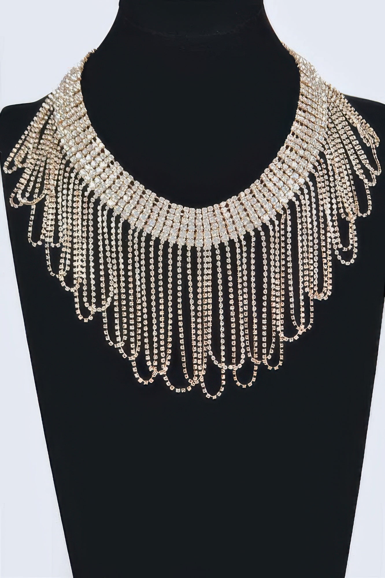 Rhinestone Fringe Necklace  Shop One Place