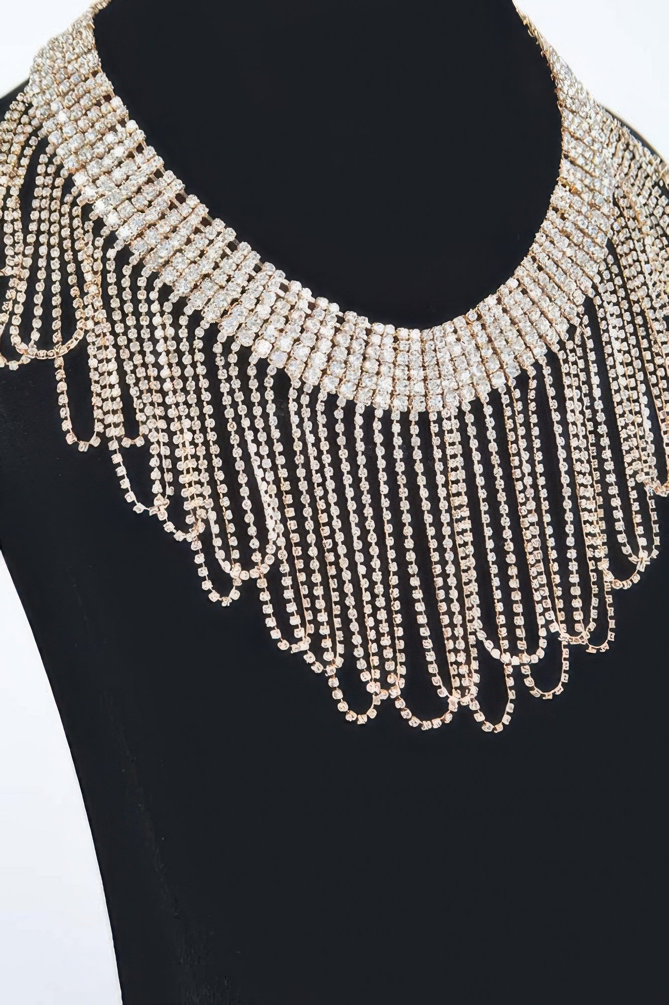Rhinestone Fringe Necklace  Shop One Place