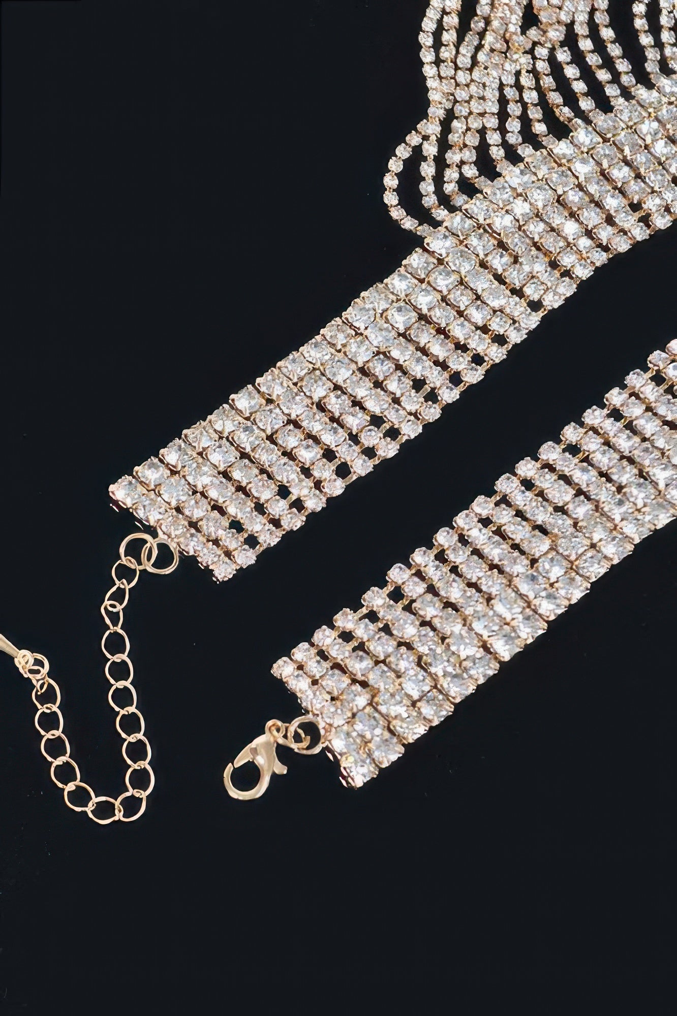 Rhinestone Fringe Necklace  Shop One Place
