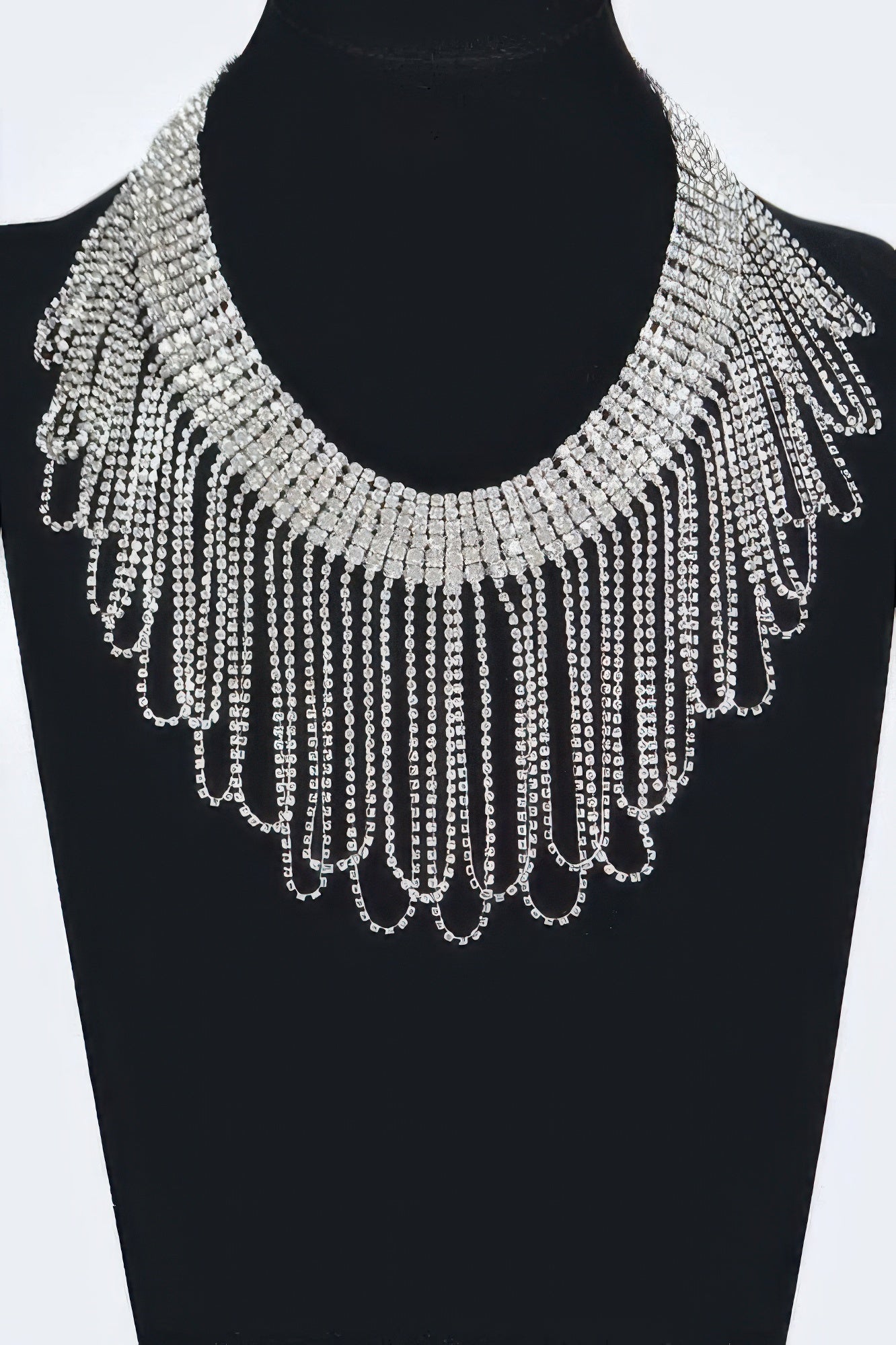 Rhinestone Fringe Necklace  Shop One Place