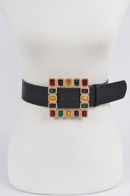 Rhinestone Gemstone Square Belt  Shop One Place