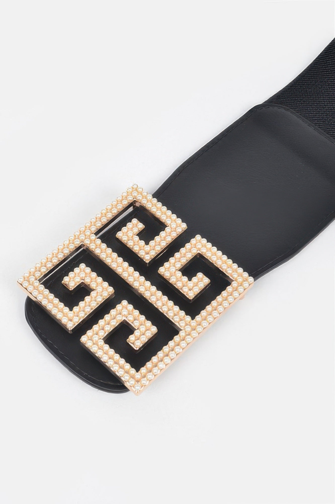 Faux Pearl Buckle Stretch Belt  Shop One Place