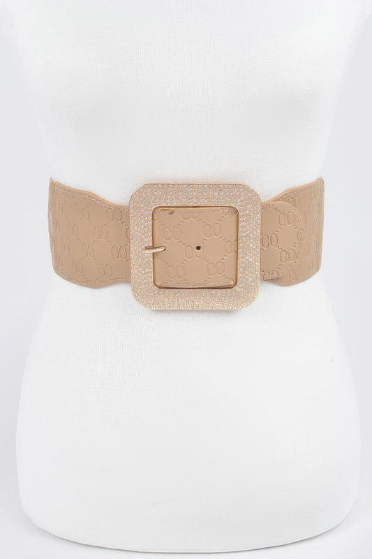 Big Rhinestone Buckle Embossed Plus Size Belt  Shop One Place