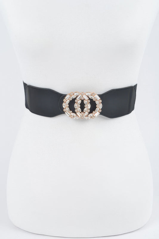 Oo Rhinestone Buckle Plus Size Elastic Belt  Shop One Place