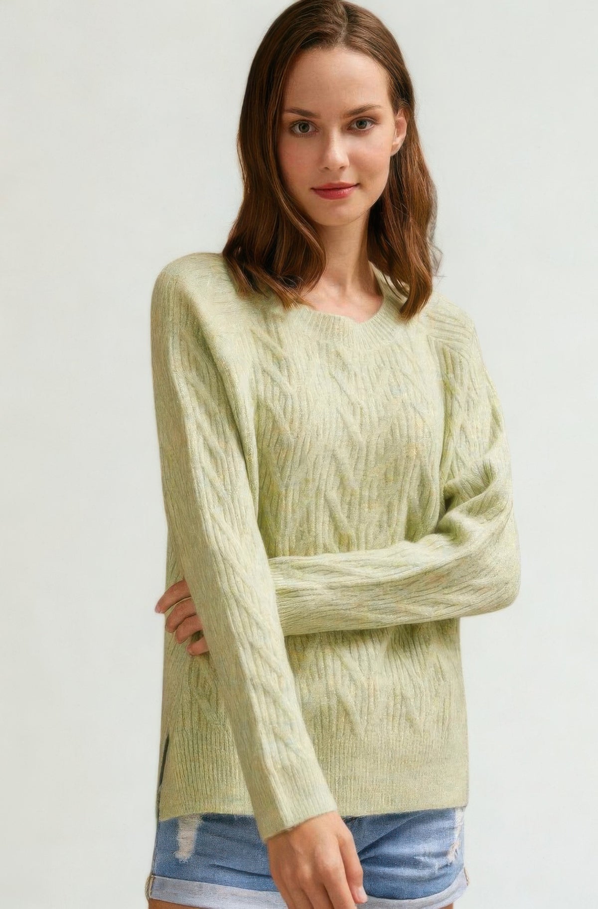 Women's Braid Cable Knit Sweater – view 3