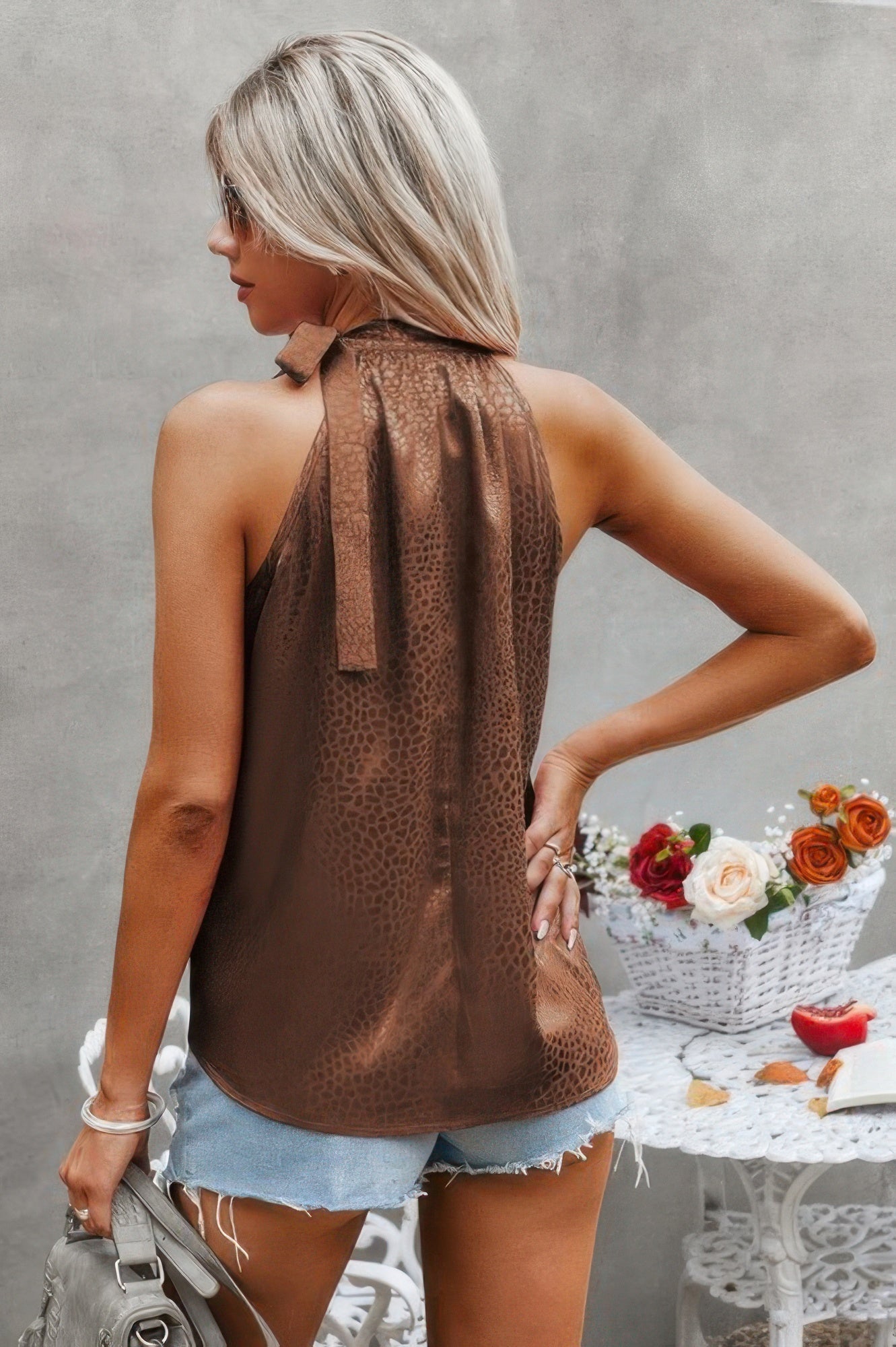 Satin Leopard Halter Tank Spaghetti Strap Cami Shi  Shop One Place