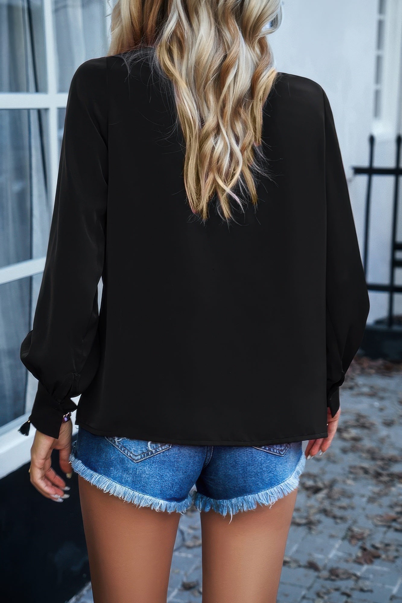 Ruffle Long Sleeve Elegant Ruffles Crewneck Blouse  Shop One Place