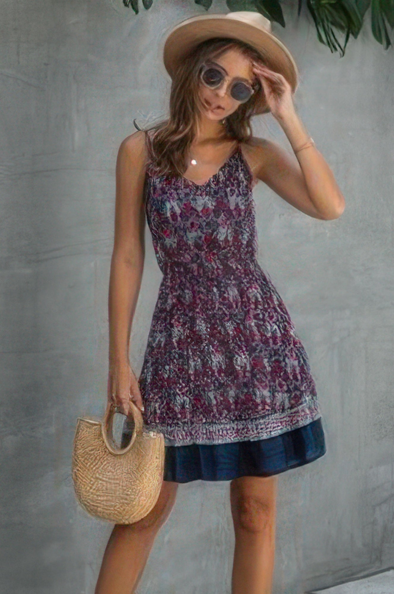 Floral Spaghetti Strap Button Down Ruffle Mini Dress  Shop One Place