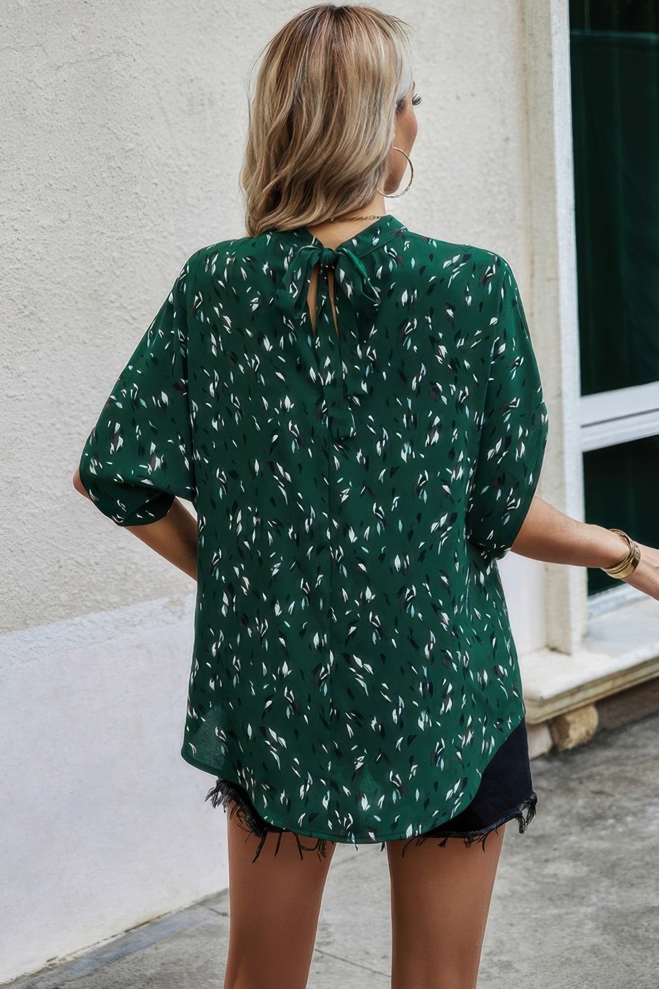 Leopard Print Open Back Knot Drop Shoulder Top  Shop One Place