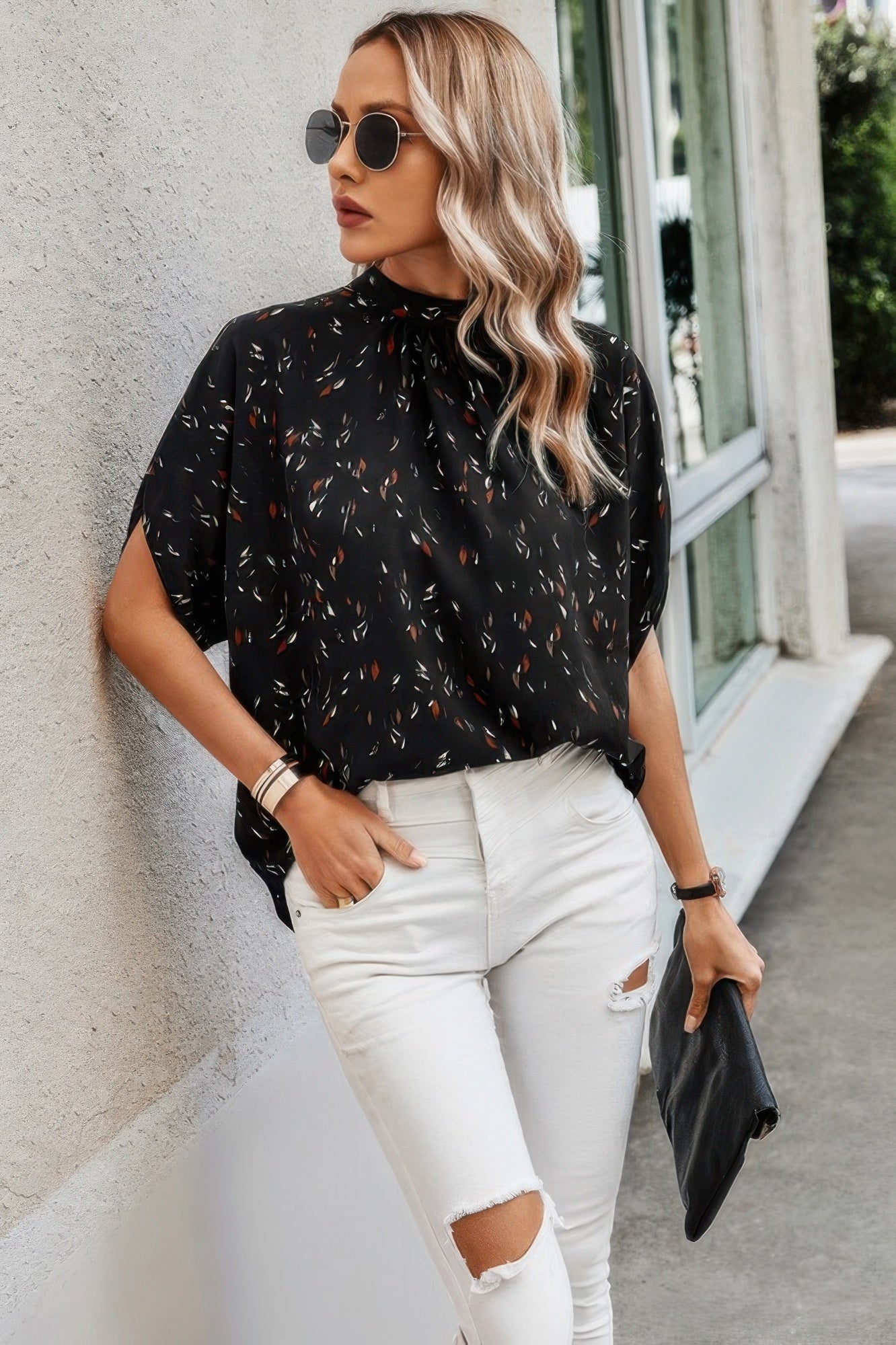 Leopard Print Open Back Knot Drop Shoulder Top  Shop One Place